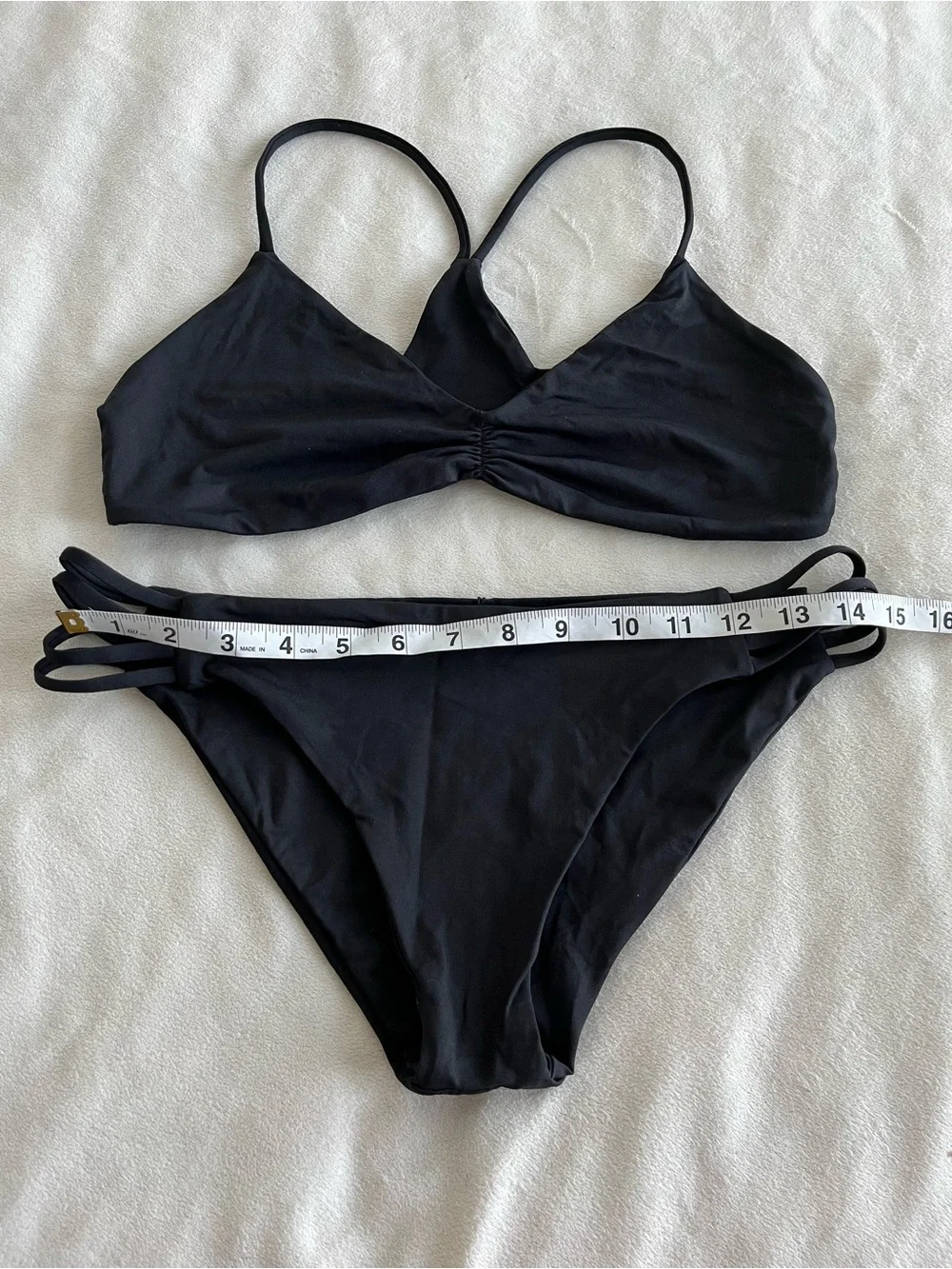 NEW L*Space Bikini Set Wild One Top & Low Down Bottom Black Large Resortwear